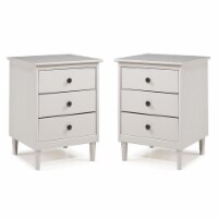 Home Square 2 Piece Solid Wood Nightstand Set with 3 Drawer in White