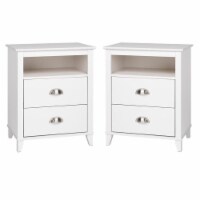 Home Square 2 Piece Solid Wood Nightstand Set with 2 Drawer in White