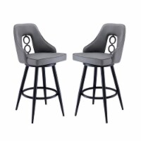 Home Square 2 Piece 26 Height Faux Leather Bar Stool Set in Vintage Gray/Black