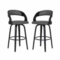 Home Square 2 Piece Shelly 26 Faux Leather Counter Stool Set in Black and Gray
