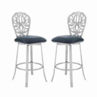 Home Square 2 Piece 30 Stainless Steel Faux Leather Barstool Set in Gray