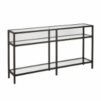 Pemberly Row 55  3-Shelf Metal Black and Bronze Console Table with Glass Shelves