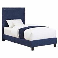 Bowery Hill Modern Fabric Upholstered Twin Panel Bed in Blue