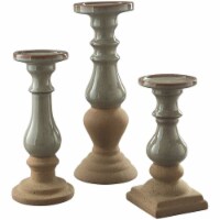 Bowery Hill 3 Piece Ceramic Candle Holder Set in Taupe