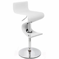 Pemberly Row 36 H Contemporary Faux Leather Adjustable Bar Stool in White