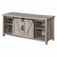 Pemberly Row Farmhouse Wood Barn Door TV Stand for TVs up to 52 in Off White