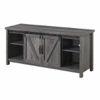Pemberly Row Farmhouse Wood Barn Door TV Stand for TVs up to 52 in Rustic Gray