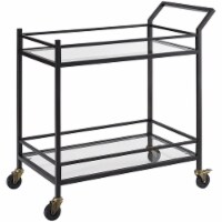 Pemberly Row Glass Top Metal Bar Cart in Oil Rubbed Bronze