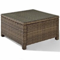 Pemberly Row 32  Square Glass Top Patio Coffee Table in Brown