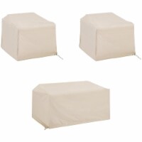 Pemberly Row 3 Piece Patio Loveseat Cover Set in Tan