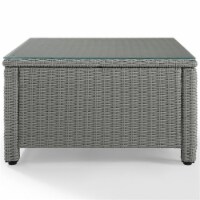 Afuera Living 32  Square Glass Top Wicker Patio Coffee Table in Gray