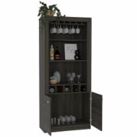 Pemberly Row 69  Bar Cabinet with Wine Rack in Espresso