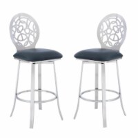 Home Square 2 Piece 30 Stainless Steel Faux Leather Barstool Set in Gray