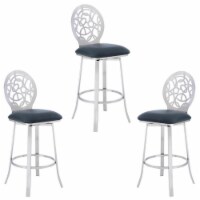 Home Square 3 Piece 30 Stainless Steel Faux Leather Barstool Set in Gray