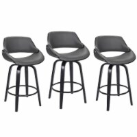 Home Square 3 Piece Faux Leather Counter Stool Set in Black Brush and Gray