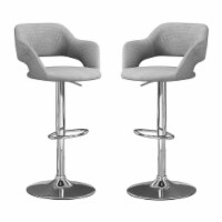 Home Square 2 Piece Adjustable Swivel Barstool Set in Gray and Polished Chrome