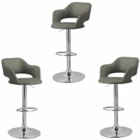 Home Square 3 Piece Adjustable Swivel Faux Leather Barstool Set in Light Gray