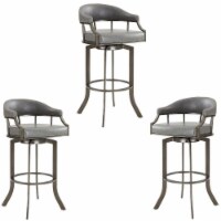 Home Square 3 Piece 30 Swivel Faux Leather Barstool Set in Mineral and Gray