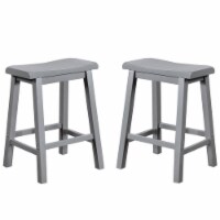 Home Square 2 Piece Saddle Solid Wood Counter Stool Set in Gray