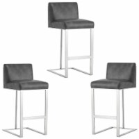 Home Square 3 Piece Metal Base Bonded Leather Barstool Set in Gray/White