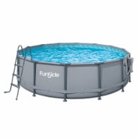 Funsicle 14' x 42 Oasis Outdoor Round Frame Above Ground Swimming Pool, Gray