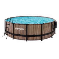 Funsicle 16' x 48 Oasis Round Outdoor Above Ground Swimming Pool, Natural Teak
