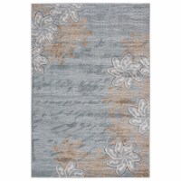 MDA Home Glamour Gray Floral Polypropylene Area Rug - 3'9  x 5'9