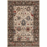 MDA Home Glamour Cream/Black/Red Floral Polypropylene Area Rug - 6'9  x 9'6