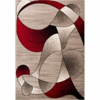 MDA Home Rhodes Gray/Red Contemporary Polypropylene Area Rug - 2'1  x 3'3