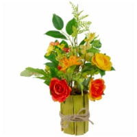 NorthLight 34769229 13 in. Dia. Potted Ranunculus & Rose Floral Spring Table Top Decoration