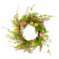 Northlight Easter Egg with Berry Floral Springtime Wreath, Pink and Green 20