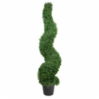 Northlight 34681905 48 in. Two Tone Green Artificial Spiral Boxwood Topiary Potted Tree