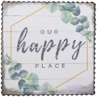 NorthLight 34738663 12 in. Metal Framed Our Happy Place Decorative Canvas Wall Art