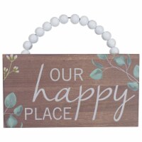 NorthLight 34738655 7.75 in. Beaded Hanger Our Happy Place Wall Plaque Art Decor