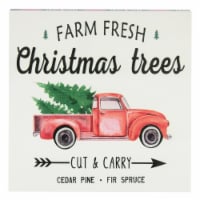 Northlight 8  Farm Fresh Christmas Trees Wooden Wall Sign with Plaid Trim