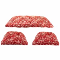 Northlight 35042410 Wicker Furniture Cushion Set, Red & White Floral - 3 Piece