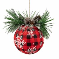 Northlight 5.5 Black and Red Buffalo Plaid Snowflake Christmas Ball Ornament