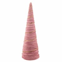 Northlight 15.25  Pink Fabric with Gold Garland Christmas Cone Tree