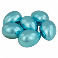 Northlight Set of 6 Metallic Blue Medium Size Easter Egg Decorations 3.5