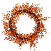 Northlight 18 Red and Orange Berries Artifical Fall Harvest Twig Wreath, 18-Inch, Unlit