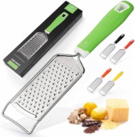 Zulay Kitchen Professional Stainless Steel Flat Handheld Cheese Grater - Green