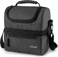 Zulay Kitchen Insulated 2-Compartment Lunch Box Bag With Strap - Graphite