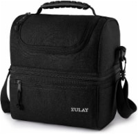 Zulay Kitchen Insulated 2-Compartment Lunch Box Bag With Strap - Black