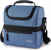Zulay Kitchen Insulated 2-Compartment Lunch Box Bag With Strap - Denim