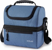 Zulay Kitchen Insulated 2-Compartment Lunch Box Bag With Strap - Denim
