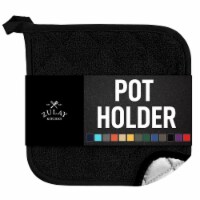 Zulay Kitchen Pot Holder - Quilted Terry Cloth Potholders 7x7 Inch (Black)