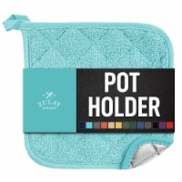 Zulay Kitchen Pot Holder - Quilted Terry Cloth Potholders 7x7 Inch (Aqua Sky)