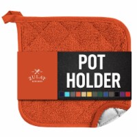 Zulay Kitchen Pot Holder - Quilted Terry Cloth Potholders 7x7 Inch (Pumpkin Orange)