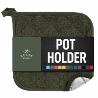 Zulay Kitchen Pot Holder - Quilted Terry Cloth Potholders 7x7 Inch (Olive Green)