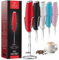 Zulay Kitchen Milk Frother PRO With Holster Stand - Red